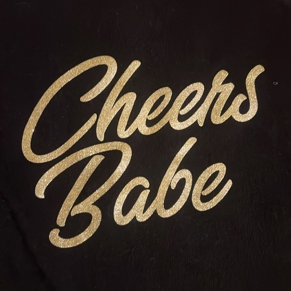 Brunette The Label “Cheers Babe” gold glitter sweatshirt - Picture 2 of 6